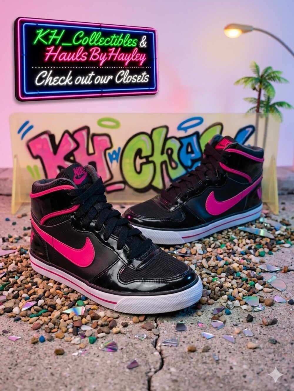 Nike Hally Hoops Mid – Rare Premium Edition – Black/Red/Pink – Size 6 Near Mint